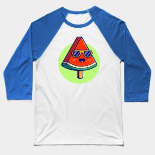 Cute Watermelon Popsicle Cartoon Vector Icon Illustration Baseball T-Shirt